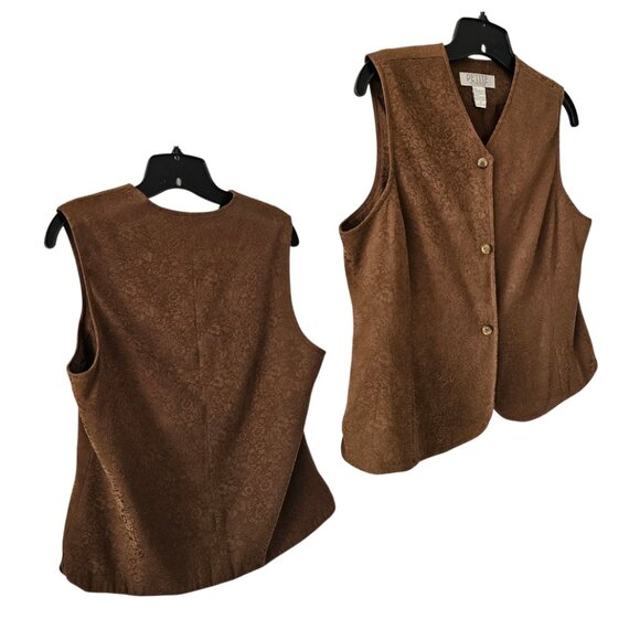 Petite Sophisticate Vest Sleeveless Floral Waistcoat Gilet | EUC | 10P | Brown - Picture 9 of 16